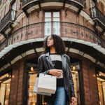 Portrait of teenager going shopping